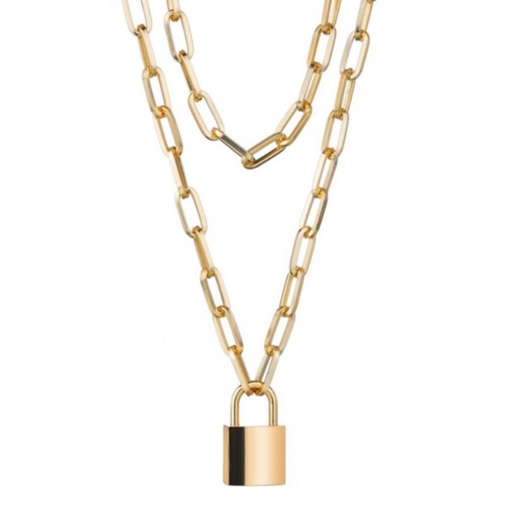 Gold Chain with Lock and Key